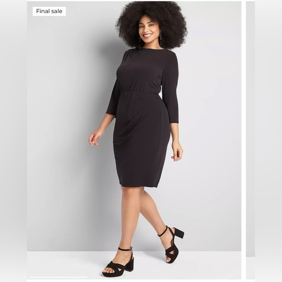 NWT Lane Bryant Black Faux Wrap Dress Keyhole Back Size 18/20. - Picture 1 of 7